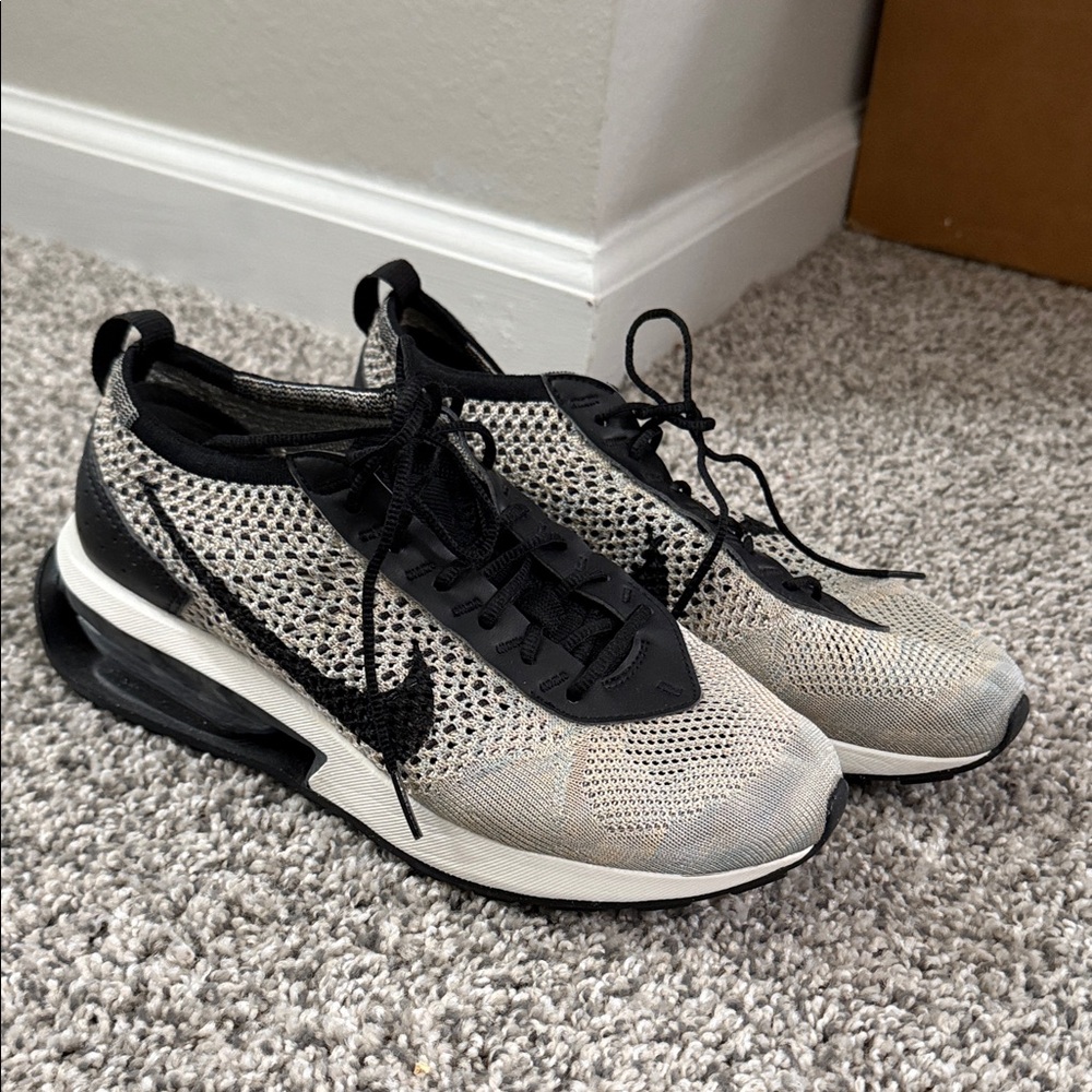 Nike Flyknit Running Sneakers in Black and Beige